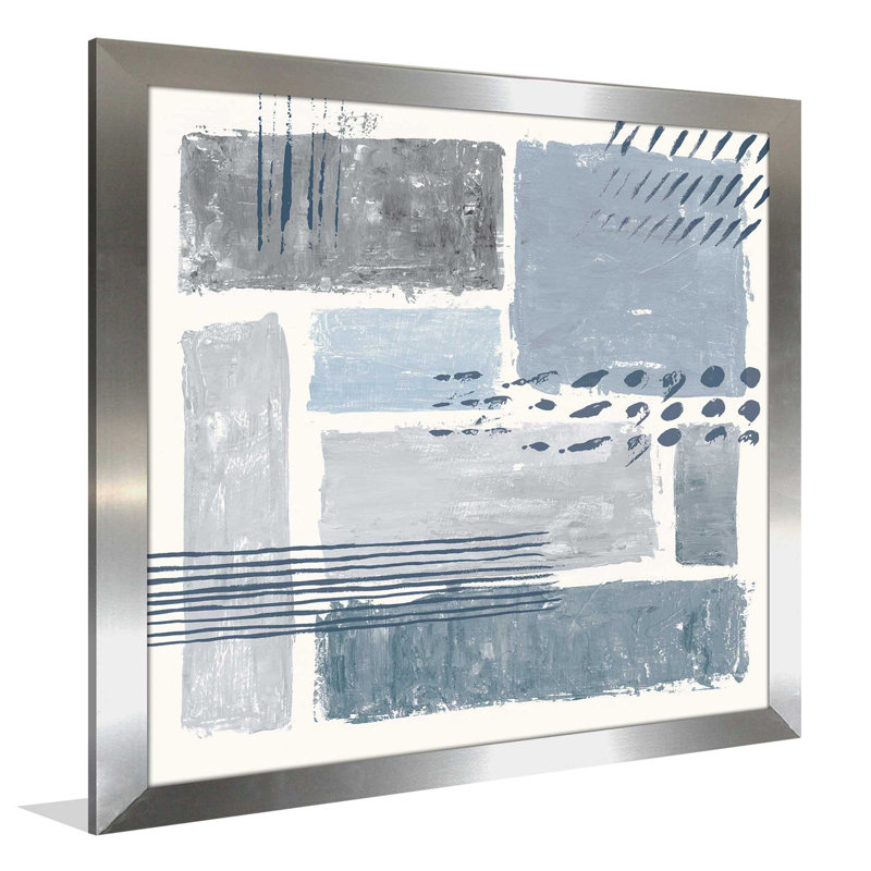 «Entre les lignes III», reproduction de peinture acrylique sur toile, H 37,5 po x l 37,5 po x P 1 po, Encadrement argenté