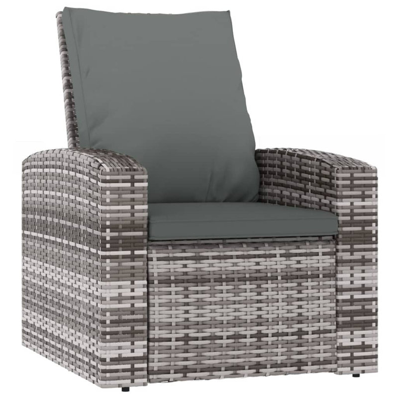 vidaXL Reclining Patio Lounge Chair, Modern Poly Rattan with Cushions, Adjustable Backrest & Footrest, Comfortable Outdoor Garden Terrace Furniture
