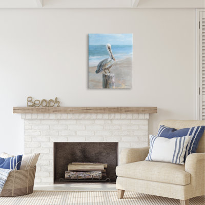 Art mural sur toile Stupell Industries Pelican perché sur la côte par Danhui Nai