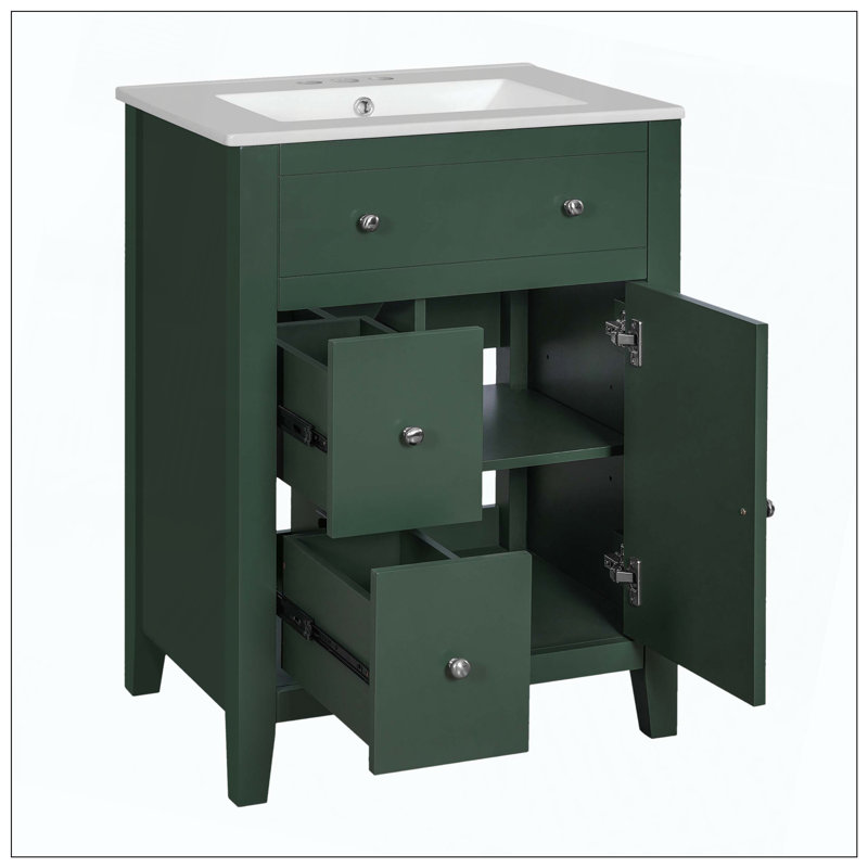 Armoire de salle de bain 2 tiroirs Modern, Vert