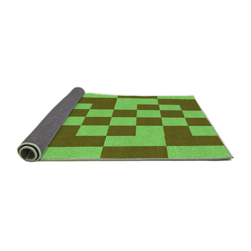 Tapis géométrique en laine vert, Rond 3 pi