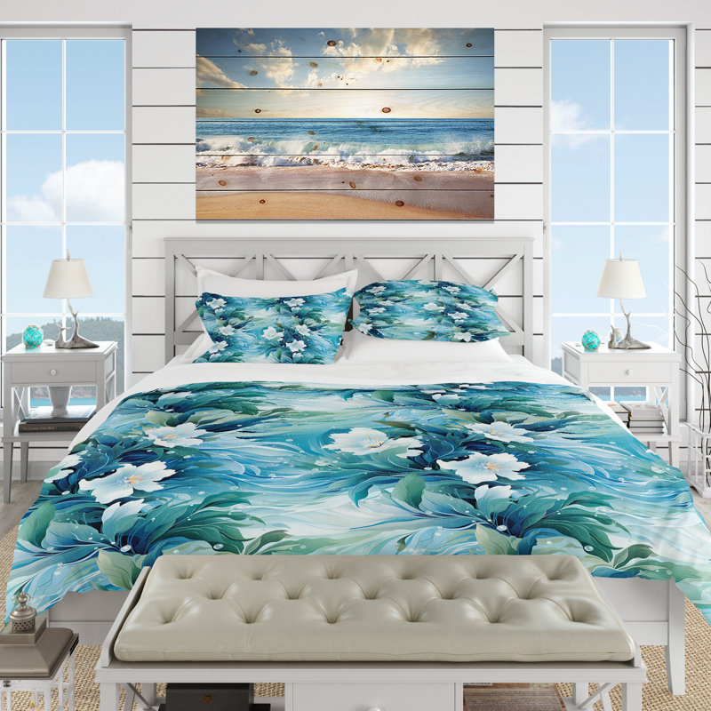 Ensemble de housse de couette Oceanic Mirage, Housse de couette pour grand lit et 2 taies décor