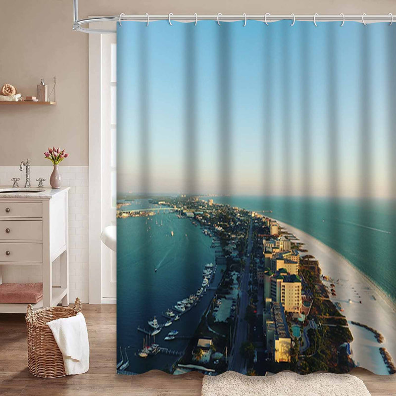 Rideau de douche Beach Beach avec 12 crochets, L 72 po x l 78 po