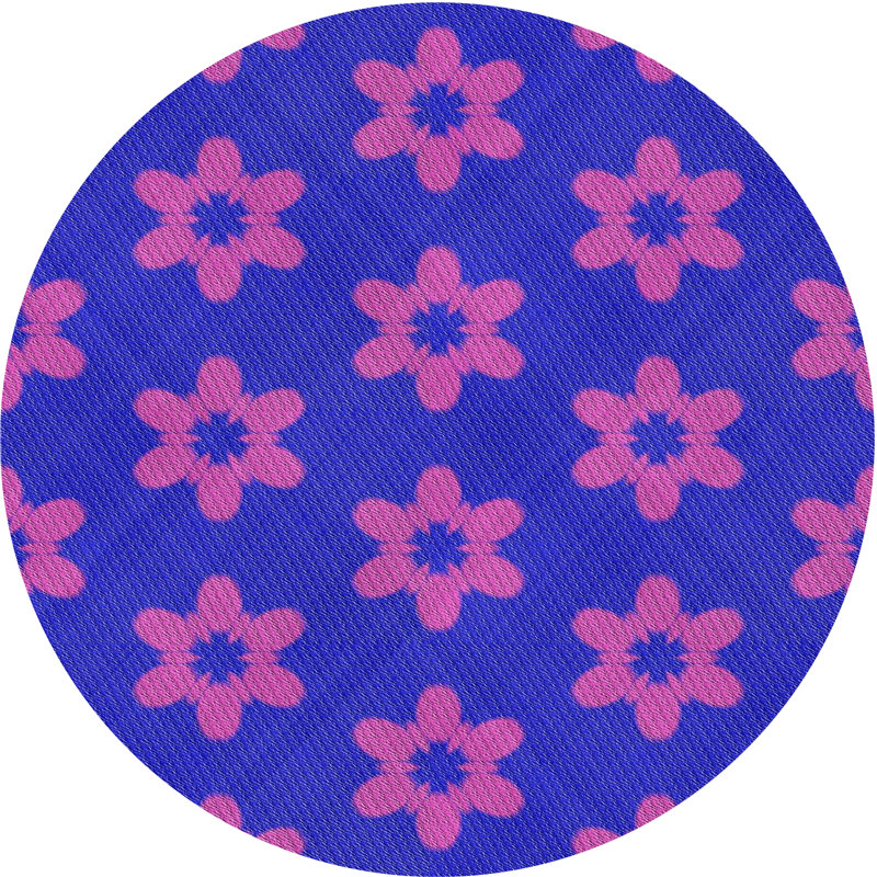 Tapis rose à motif floral Yanis, Rond 5 pi