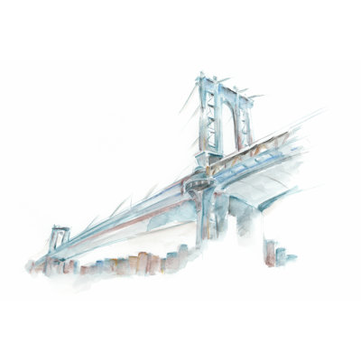 " Watercolor Bridge Sketch I " by Ethan Harper Painting Print