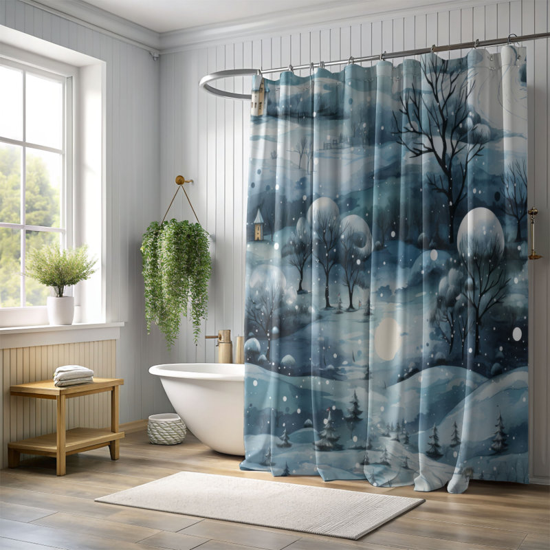 Rideau de douche Frosty Paradise - Premium, H 74 po x l 71 po