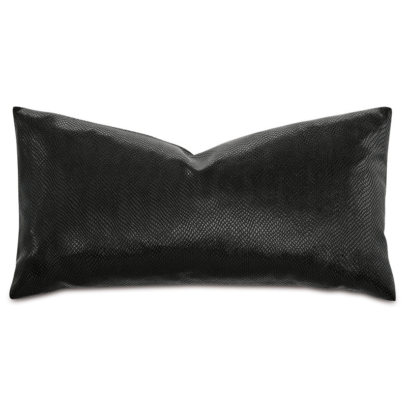 Housse de coussin décoratif rectangulaire Janus Reptilian, Onyx, H 11 po x l 21 po