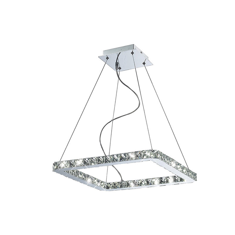 1 - Light Polished Chrome LED Crystal Pendant, 120cm H x 47cm W x 47cm D