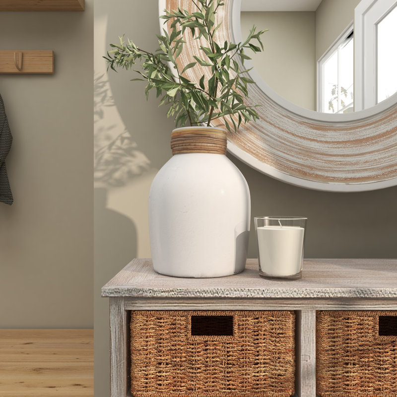 Bouteilles décoratives en terre cuite , H 11,3 po x l 8,05 po x P 8,05 po, Blanc