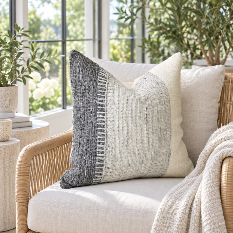 Housse de coussin en laine et en coton, H 20 po x l 20 po, 1 pièce