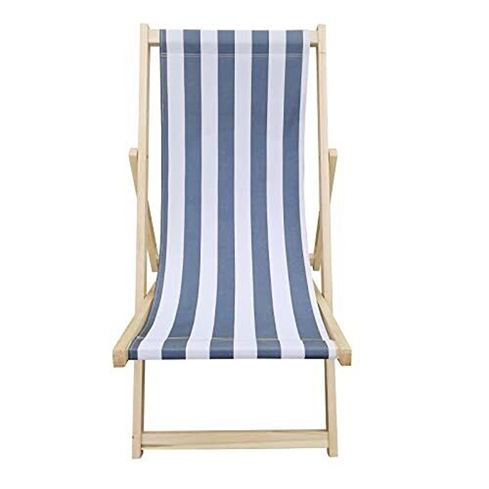 Folding Deck Chair with Aluminum Frame, White/Poplar