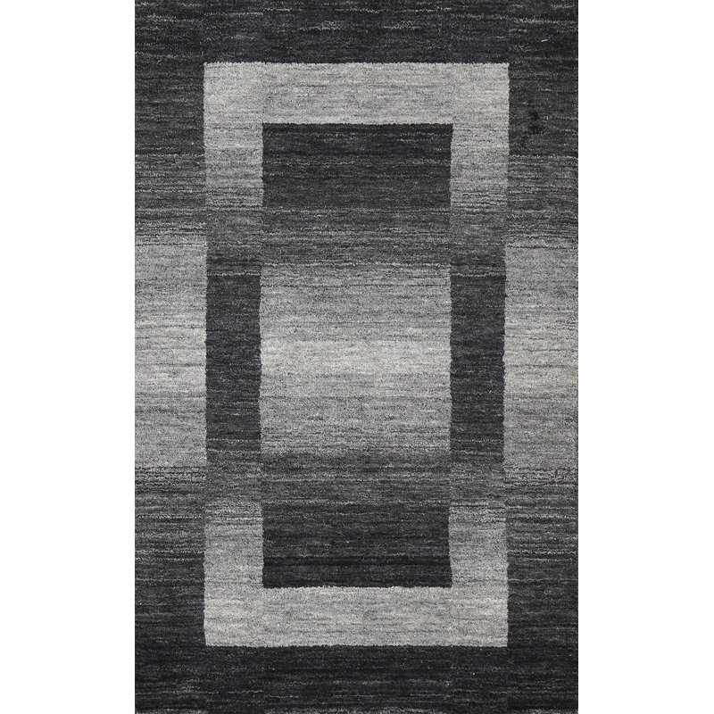 Black/ White Gabbeh Wool Handmade Rug 3x5