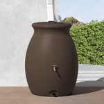 August Grove® 50 Gallons Plastic Drainable Dual Overflow Rain Barrel