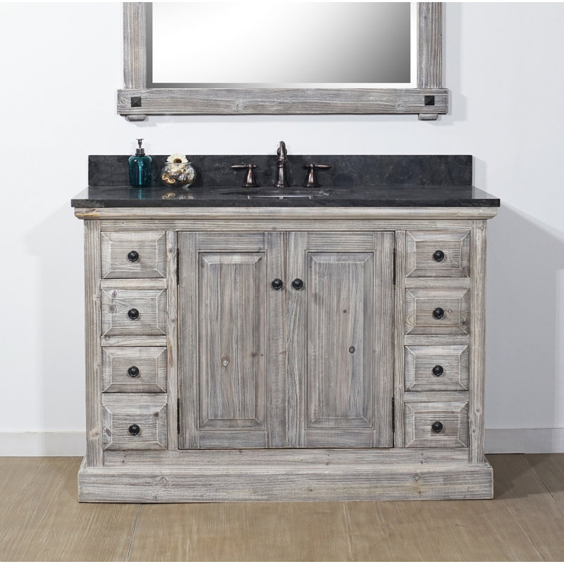 Aultman 48'' Single Bathroom Vanity with Marble Top, Limestone