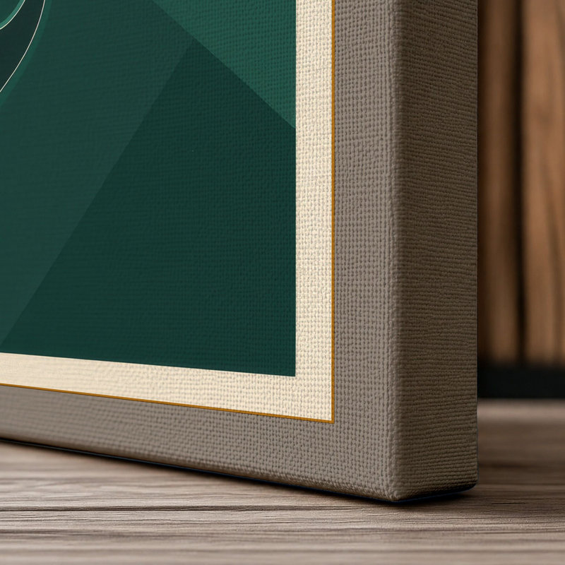 Teal Guitar Study Mid-Century - Wrapped Canvas, 30x20 - 76.2 x 50.8 cm, Taupe Border