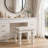 Koze Vanity Stool, Foam Seat, Tufted Polyester, Matte White 19 Inch