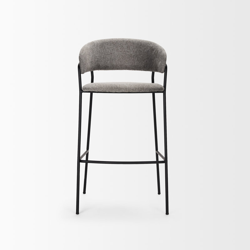 Burkeen Upholstered Counter Stool with Metal Frame, Grey, Bar Stool (30" Seat Height)