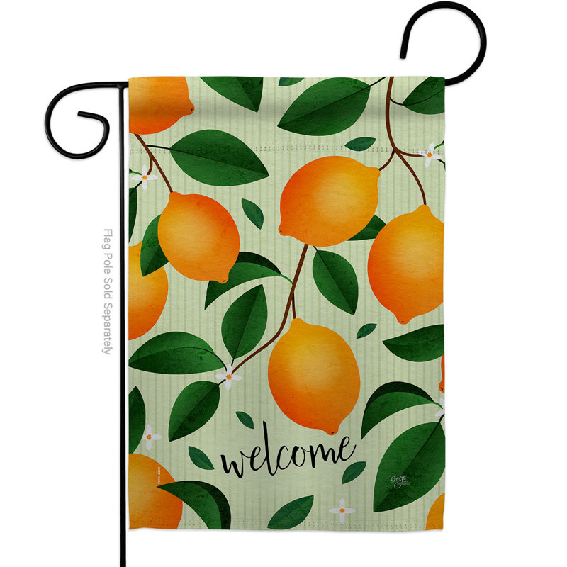 Drapeau de jardin en polyester Welcome Lemon, H 19 po x l 13 po