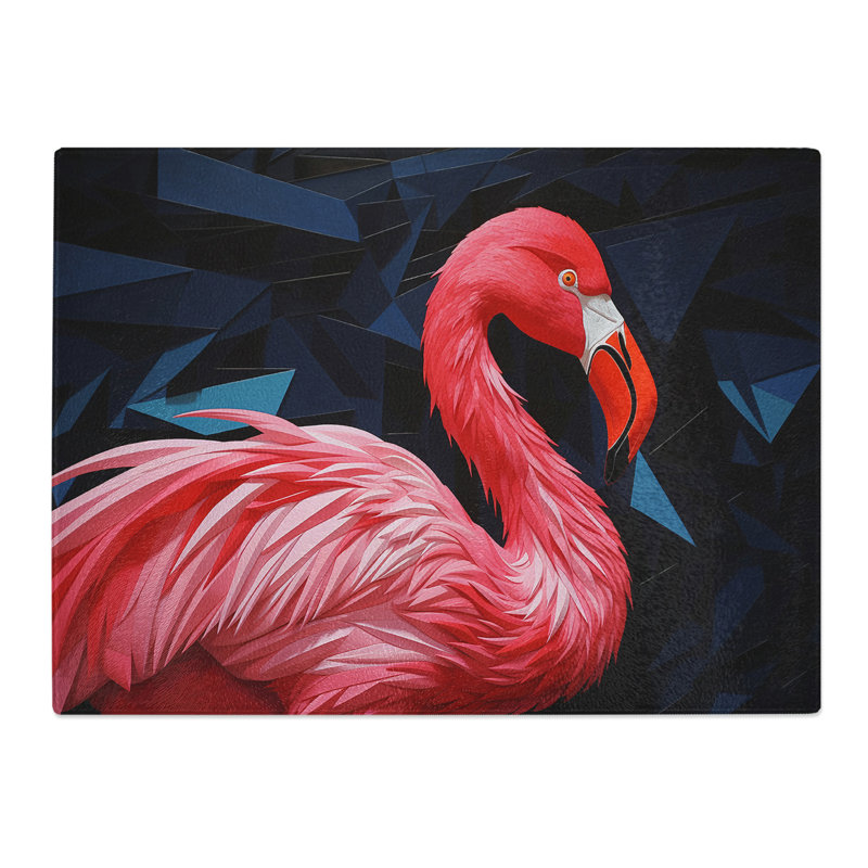 Flamingo Hard Edge  Glass Chopping Board