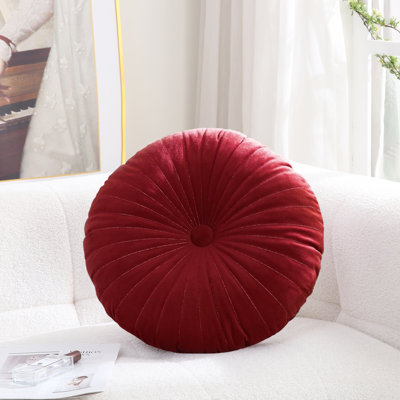 PUMPKIN SEAT Velvet Round Decorative Pillow for Sofa Decor (18-Inch)