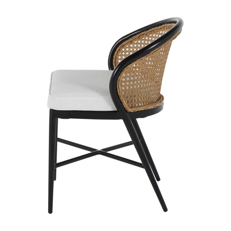 Havana Side Chair, Welt, Black/Natural, Linen Chambray