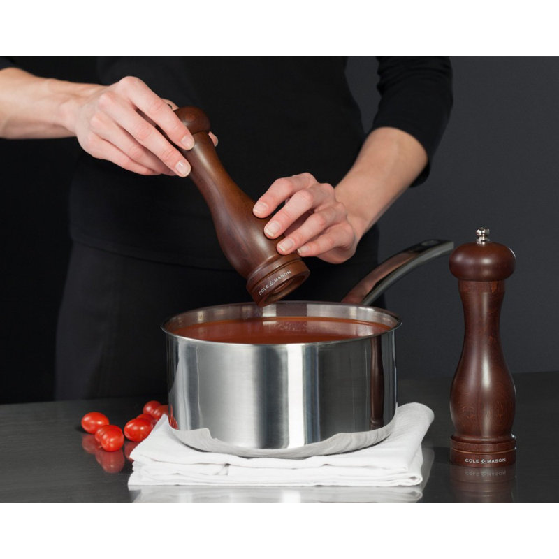 12.5-inch Dark Brown Beech Wood Pepper Mill with Metal Knob
