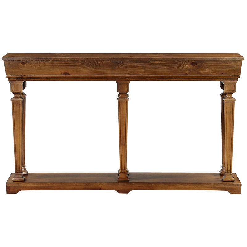 Console Table In Oak With Rectangular Base And Practical Storage A Profile Shelf Feature