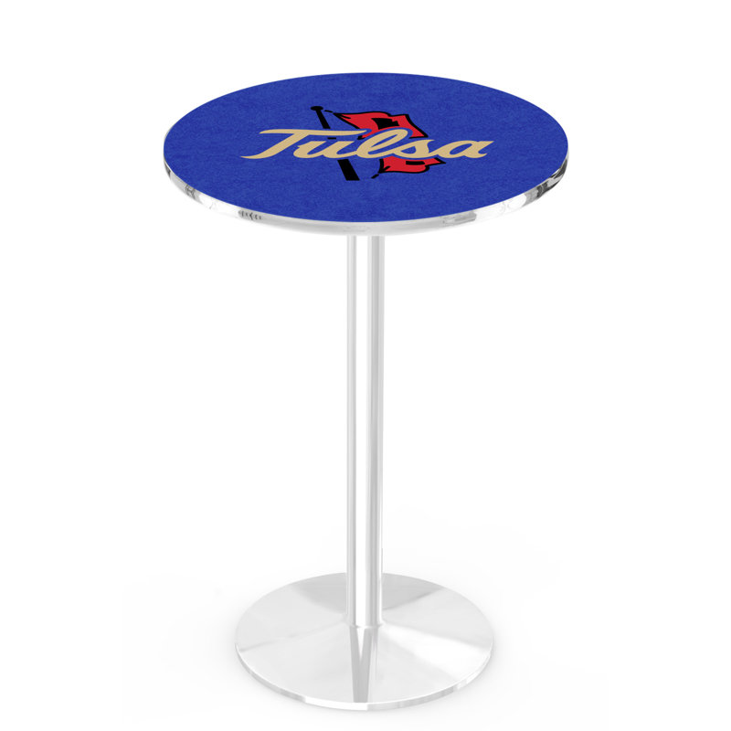 Round Metal Base Dining Table, Chrome, University of Tulsa