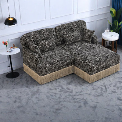Deep Seat Chenille Sofas, Modern Leopard Modular Ottoman For Home