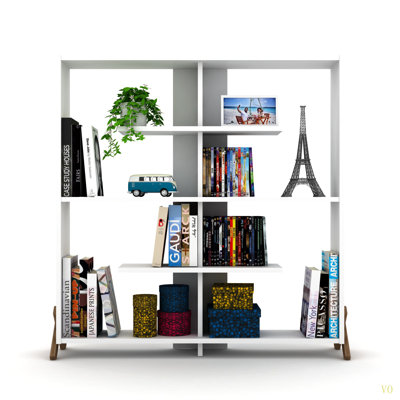 Furnish Home Store Kipp Wood Frame Etagere Open Back 6 Shelves Bookcase Industrial Bookshelf For Office And Living Rooms Modern Bookcases Large Bookshelf Organizer