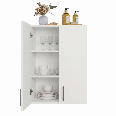 Ensemble de 1 armoire murale 24 po x 33 po MAYBoss, armoire de rangement murale en bois pour la cuisine, armoire à double porte avec fermeture en douceur, tablette réglable, pour la cuisine, le garage, la buanderie et la salle de bain