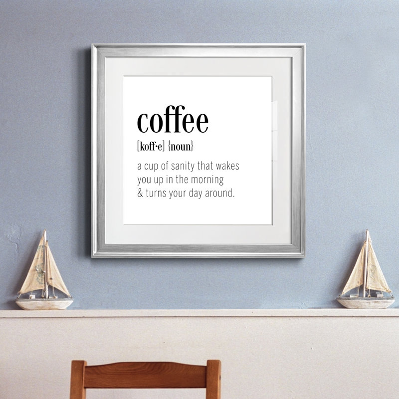 Coffee Définition - cadre photo, art textuel, H 17,5 po x l 17,5 po x P 1,5 po, Cadre argenté