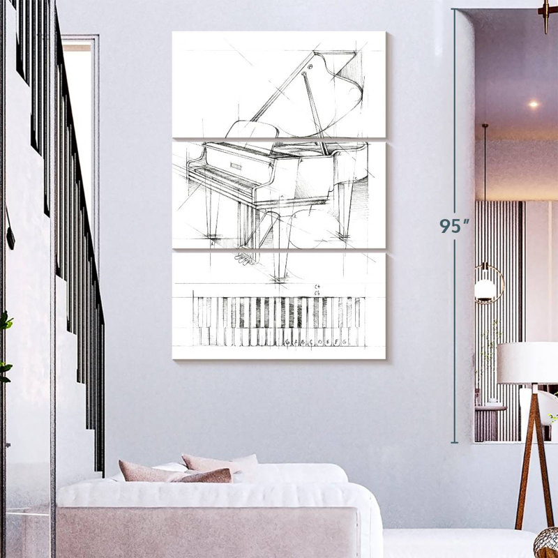 Abarca Piano Sketch, 74" H x 48" W