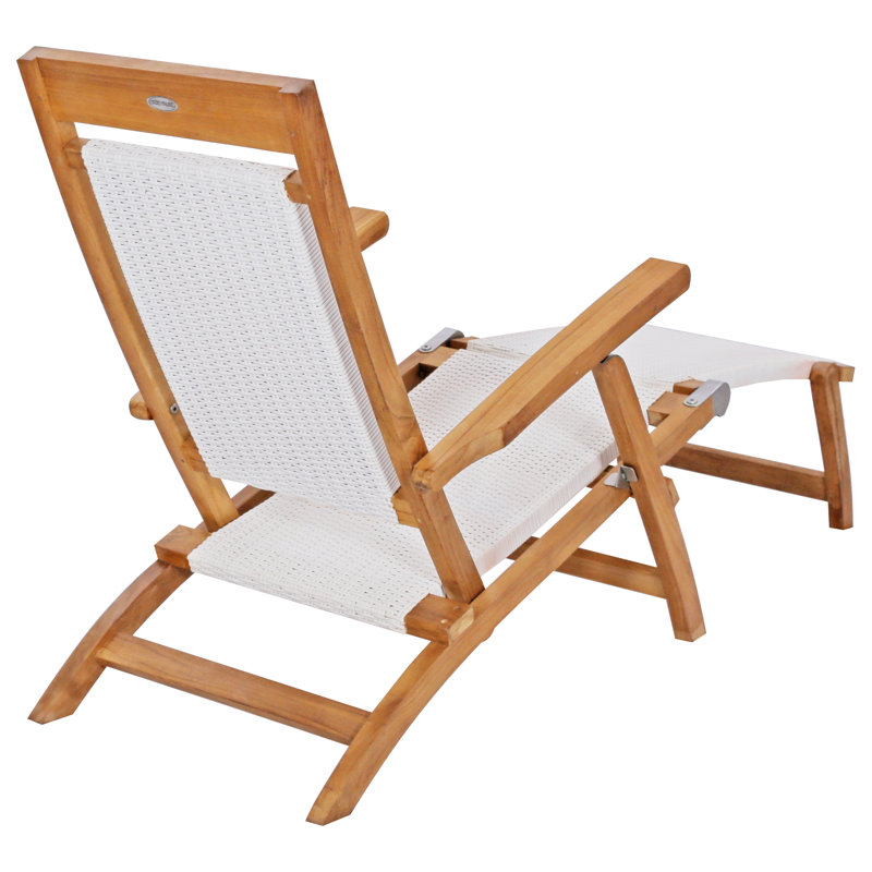 Narmada Outdoor Teak Chaise Lounge, White