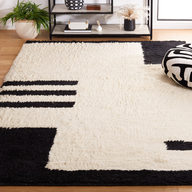 Tapis noir / ivoire Beaufort, Rectangle 6 pi x 9 pi