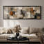 Impression sur toile encadrée abstraite extra large beige et gris-922431463-922431457