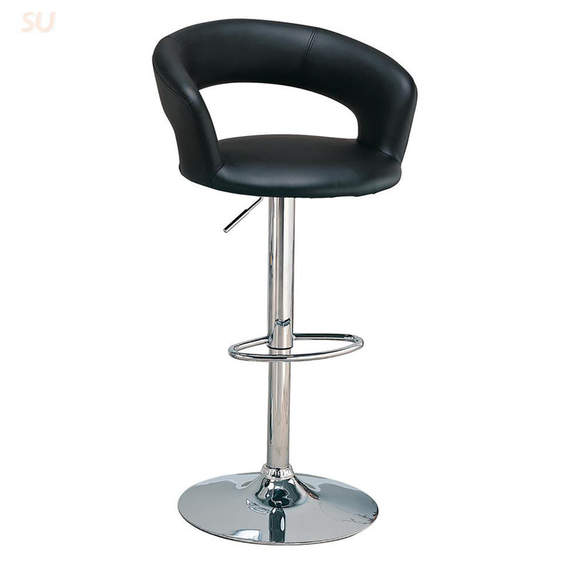 Tabouret de bar réglable noir et chrome avec siège en similicuir, structure en acier durable et design polyvalent pour les intérieurs modernes, tabouret de bar