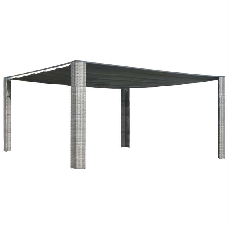 Gray and Anthracite Poly Rattan Gazebo with Sliding Roof