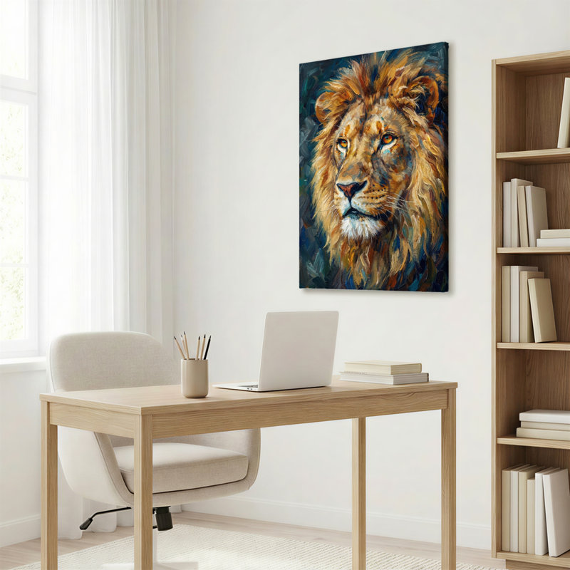 Ensemble de 1 tableau sur toile représentant un lion, 2436