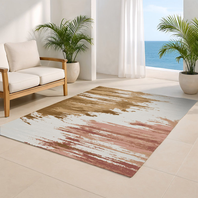 Tapis intérieur et extérieur gris Watercolor, Rectangulaire 8 pi x 10 pi
