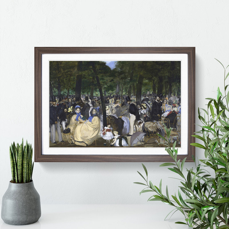 Music in the Tuileries Gardens by Edouard Manet - Picture Frame Painting, Walnut Framed, 48cm H x 65cm W x 2cm D