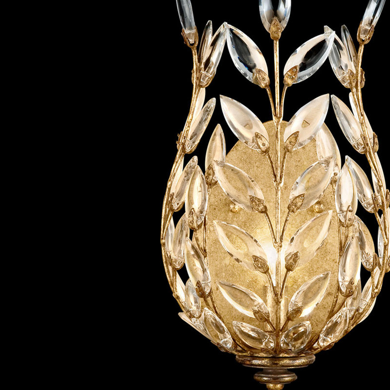 Applique en cristal Crystal Laurel, 8", Feuille d'or