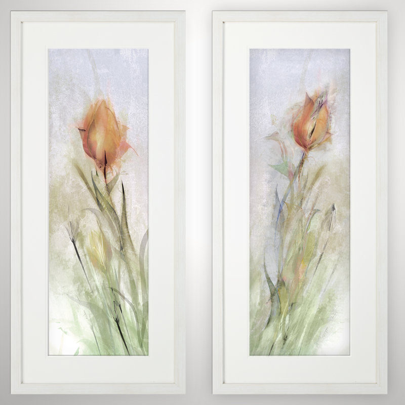 « tulip breeze », ensemble de 2 reproductions de peintures à l’acrylique encadrées