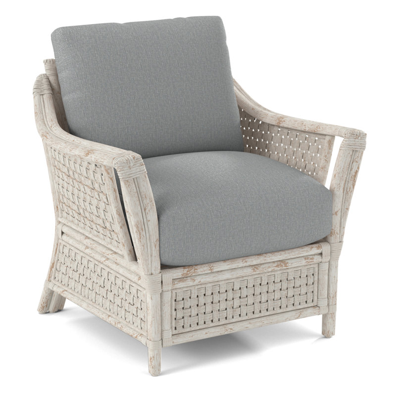 Fauteuil Boca, Tissu motif écossais lapis 0126-63, Blanc antique givré