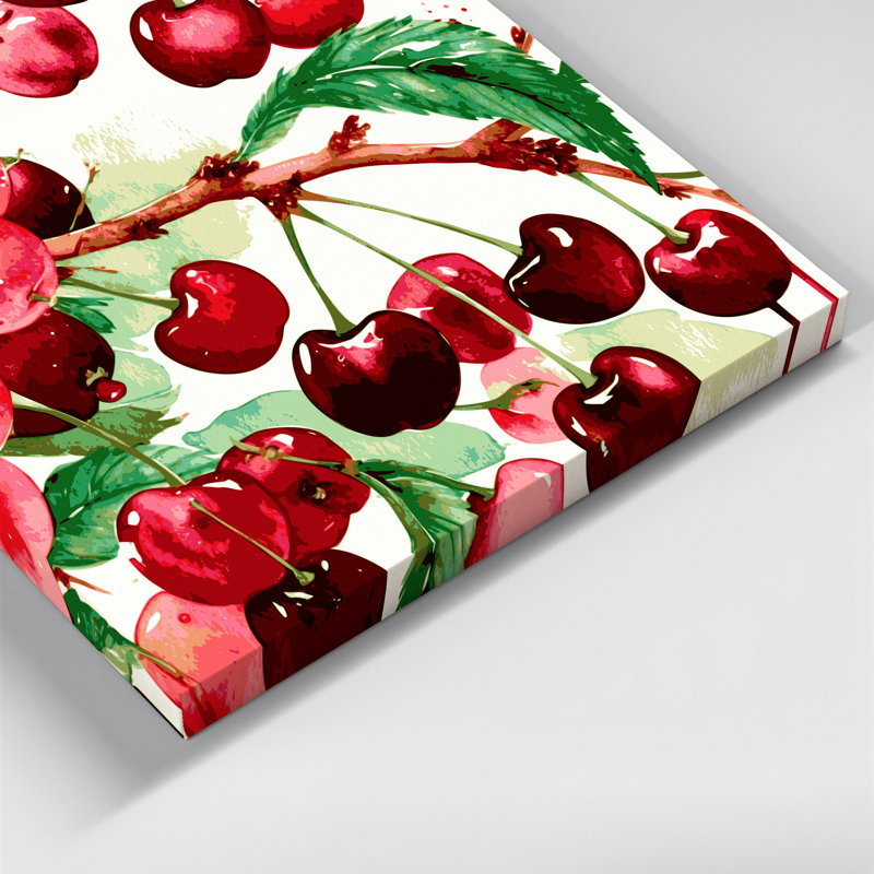 Fruit Cherry Sour Beige Canvas Wall Art, 11" H x 14" W