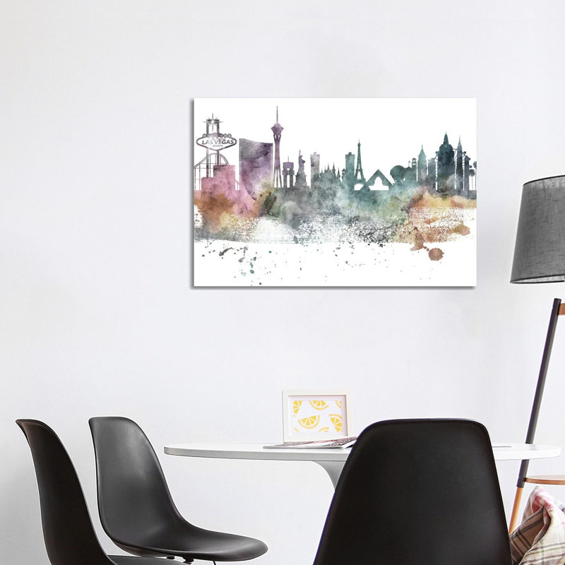 Las Vegas Pastel Skylines 1 Piece Wrapped Canvas Wall Art, 66.04cm H x 101.6cm W