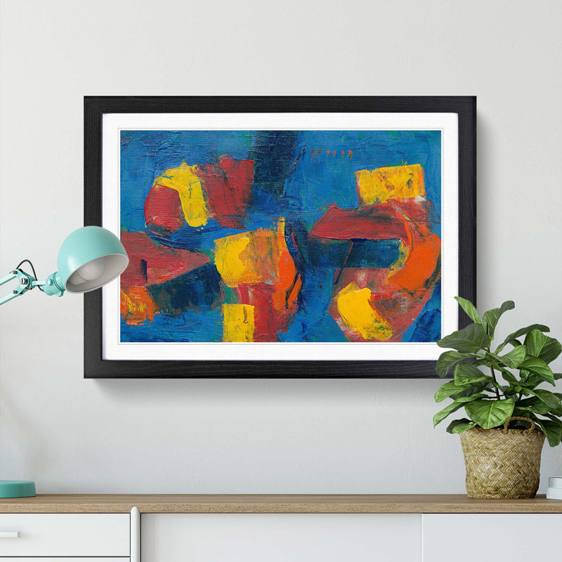 Abstract Art Painting Vol.276 by S.Johnson - Framed Print, 36cm H x 48cm W x 2cm D, Black Framed