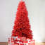 Arbre de Noël rouge de 4 pi, 456 pointes pleine grandeur, structure à charnières pour un démontage rapide, support en toute sécurité, support en métal stable et sans effort, look des Fêtes moderne