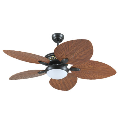 44"/52" Tropical plam Leaf Dimmable Ceiling Fan With Led Lights and Remote Control,Outdoor Waterproof Palm Leaf Ceiling Fan
