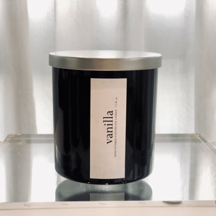 Dark Collection Vanilla Scented Jar Candle with Glass Holder